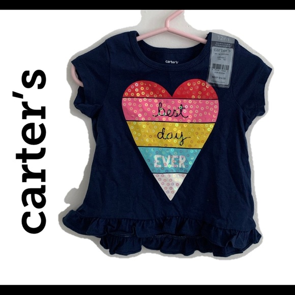 Carter's Other - Carter’s Blue Short Sleeve Frill High Low Top